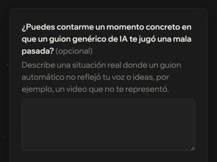 Pregunta de la app: ¿Puedes contarme un momento concreto en que un guion genérico de IA te jugó una mala pasada?