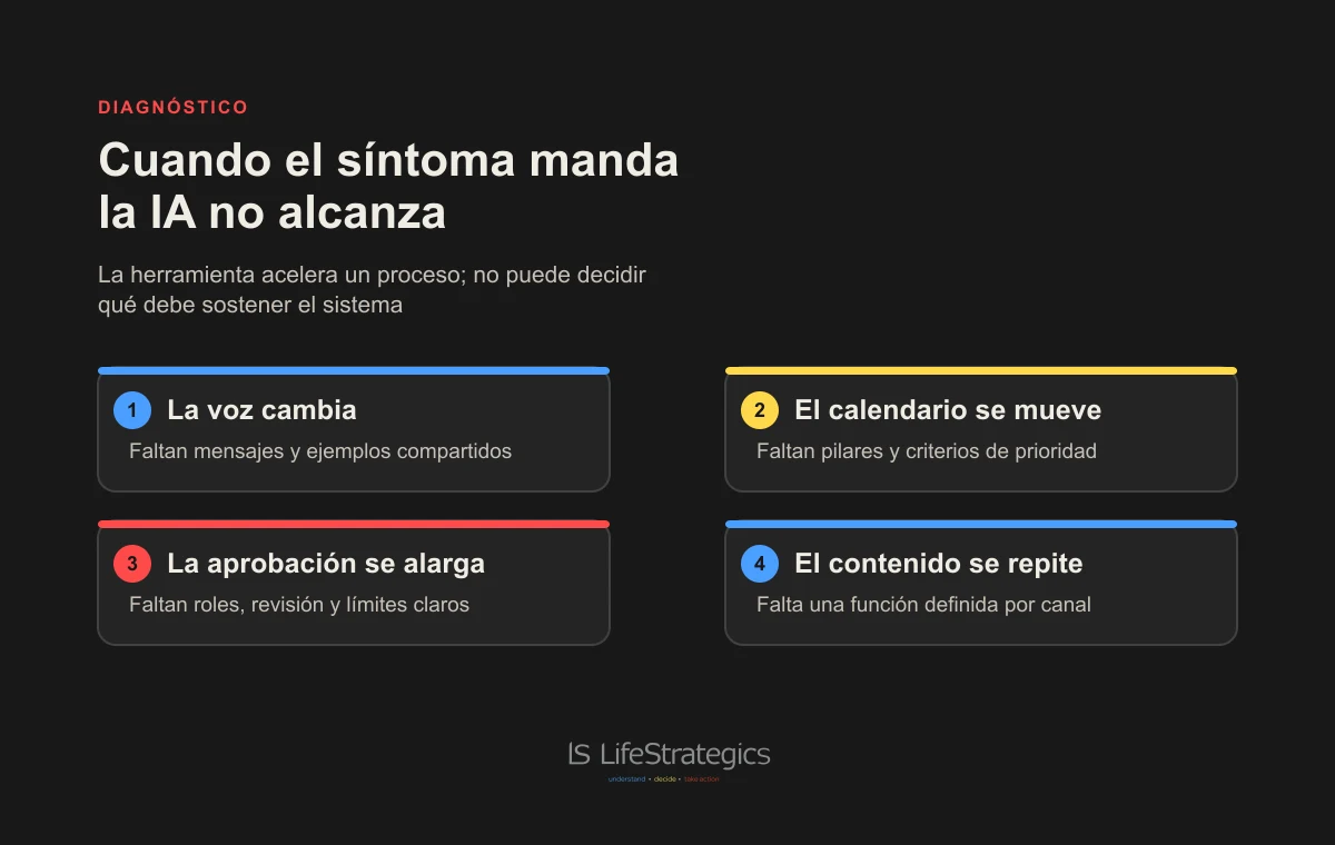 Cuatro síntomas de contenido sin estrategia y las decisiones que hacen falta